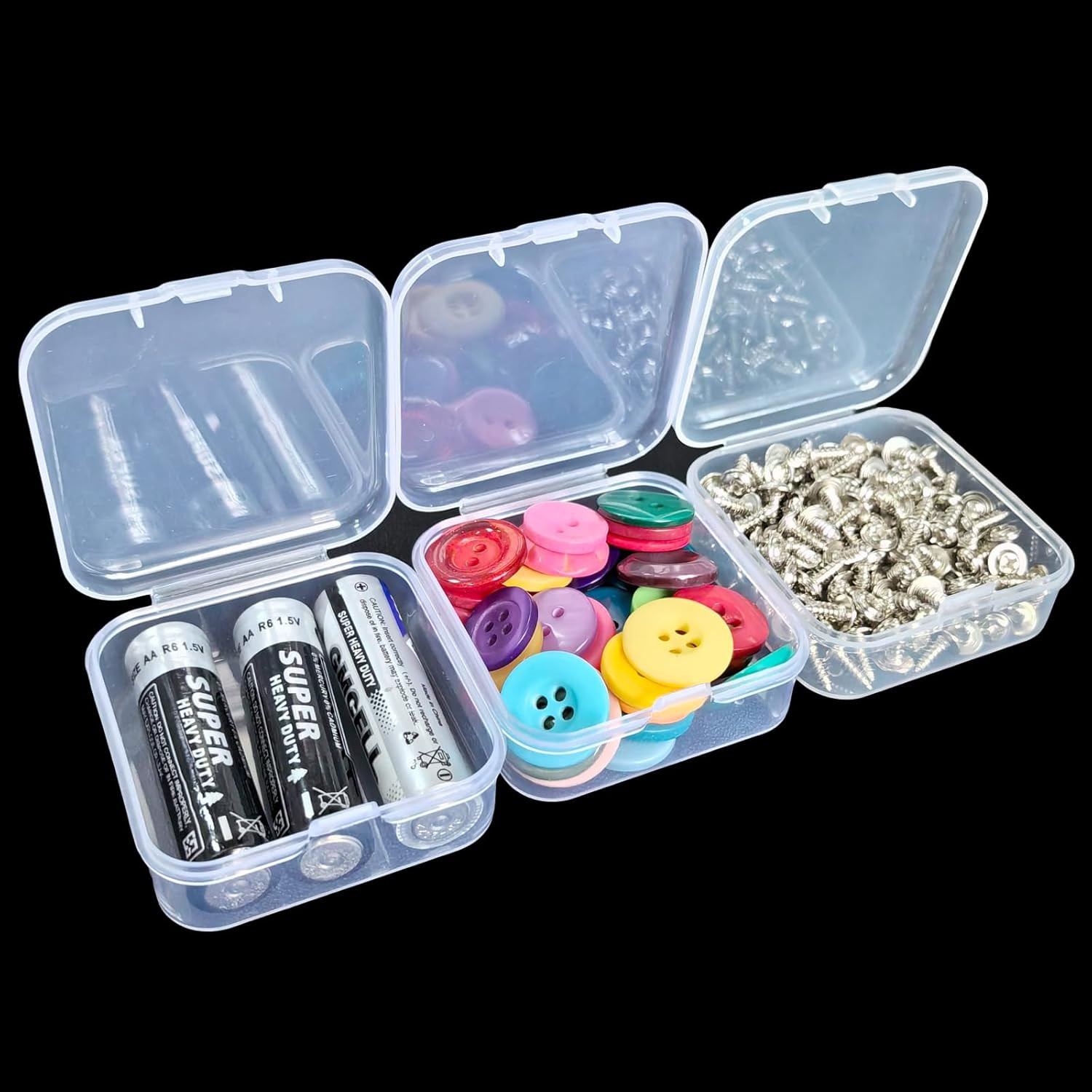 Small Bead Organizers, 19 Pieces Plastic Storage Cases Mini Clear Bead Storage C