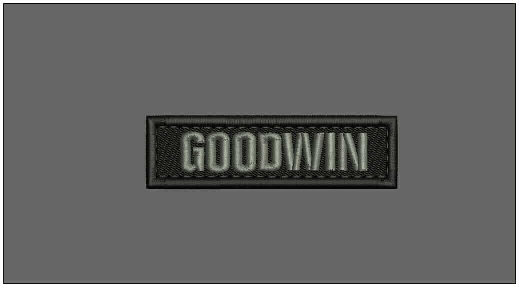 goodwin name tape  embroidery patches 1x4''  hook on back gray letters