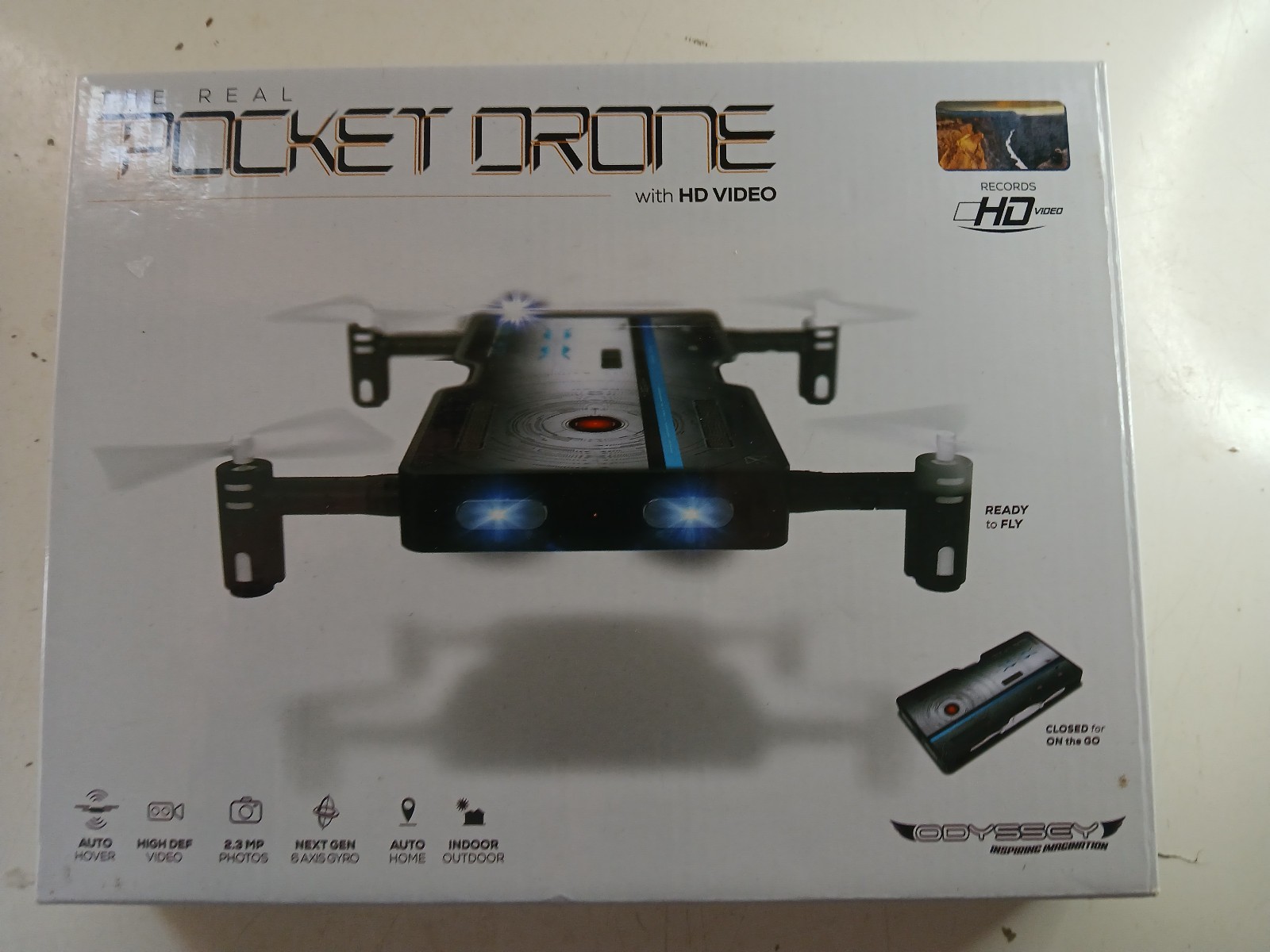 Odyssey Pocket Drone ODY1716NX. Indoor, Outdoor, HD Video, Auto Home, READ-