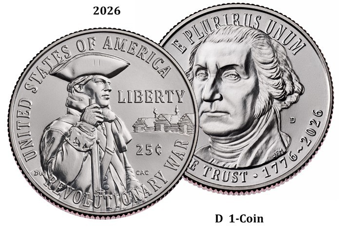 2026-D   REVOLUTIONARY WAR Quarter 25¢   1-Coin ~ SemiQ