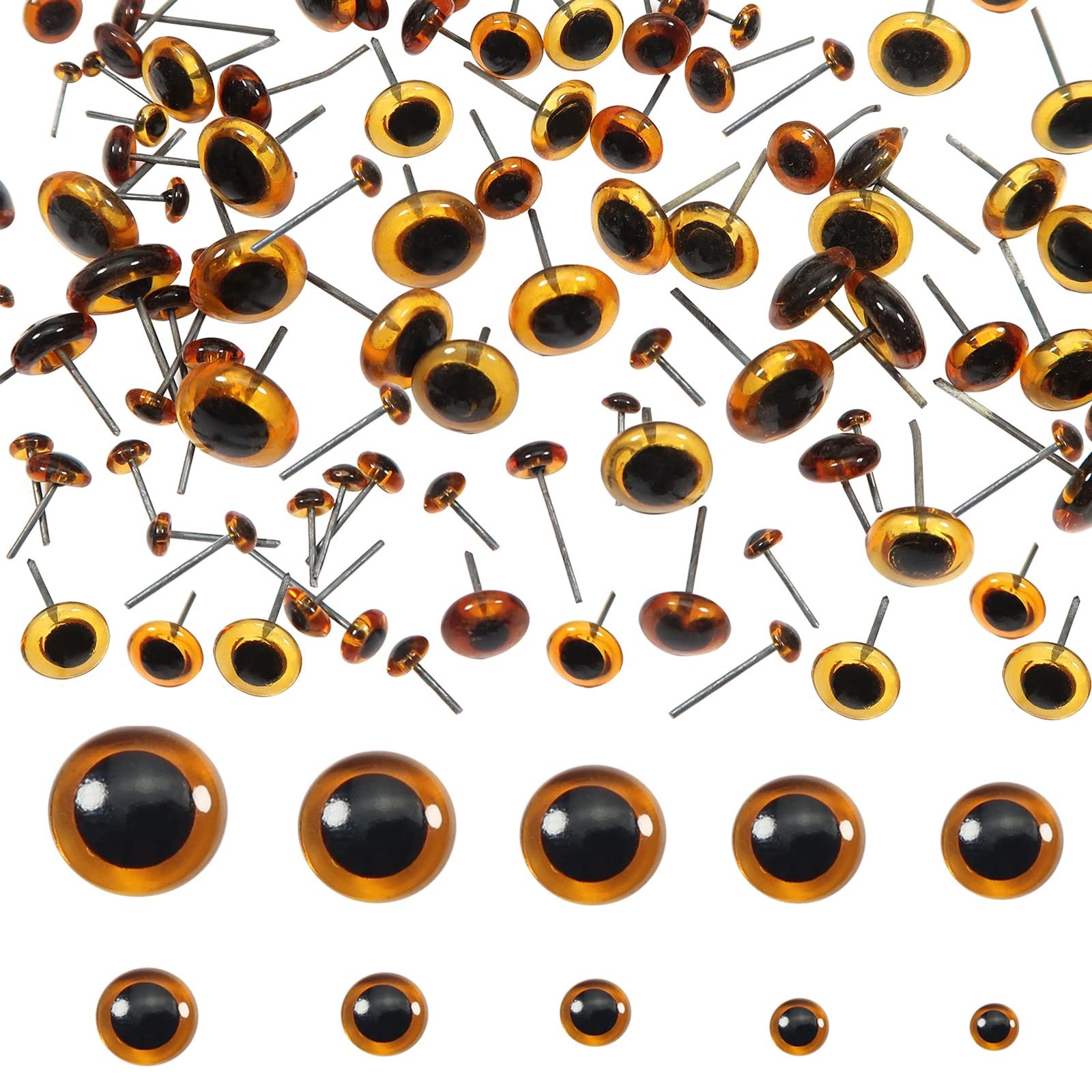 TOAOB 100pcs Deep Brown Glass Eyes Kits 3/4/5/6/7/8/9/10/11/12mm,