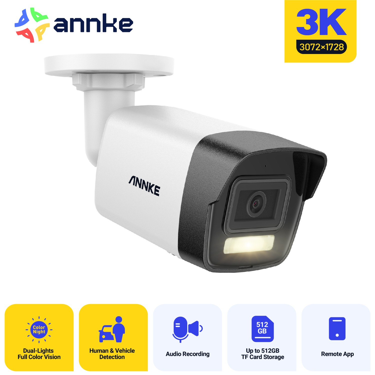 ANNKE 5MP PoE Security IP Camera Audio Recording Outdoor Color Night Vision AI