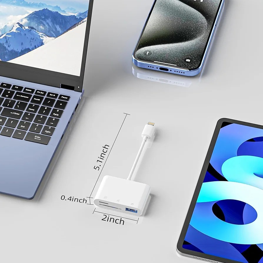SD Card Reader for iPhone Memory Card Veiwer Support SD Card and TF Card 2 Pack