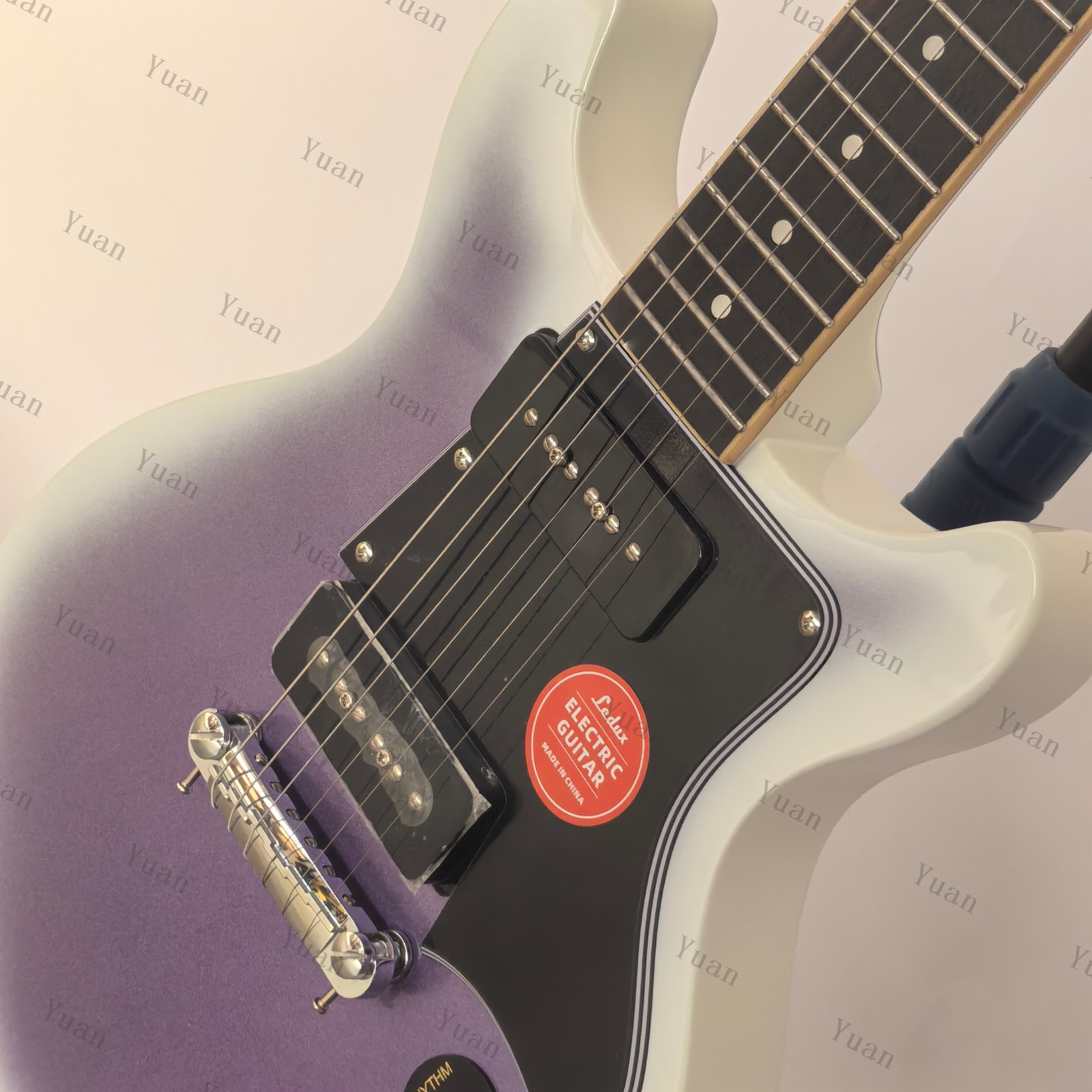 6 String Solid Electric Guitar Fixed Bridge P90 Hpickups Purple White Burst