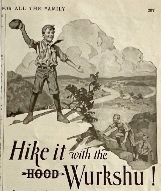 1923 Hood Wurkshu Hiking Canvas Boots Advertisement Footwear Ephemera 14 x 5.5"