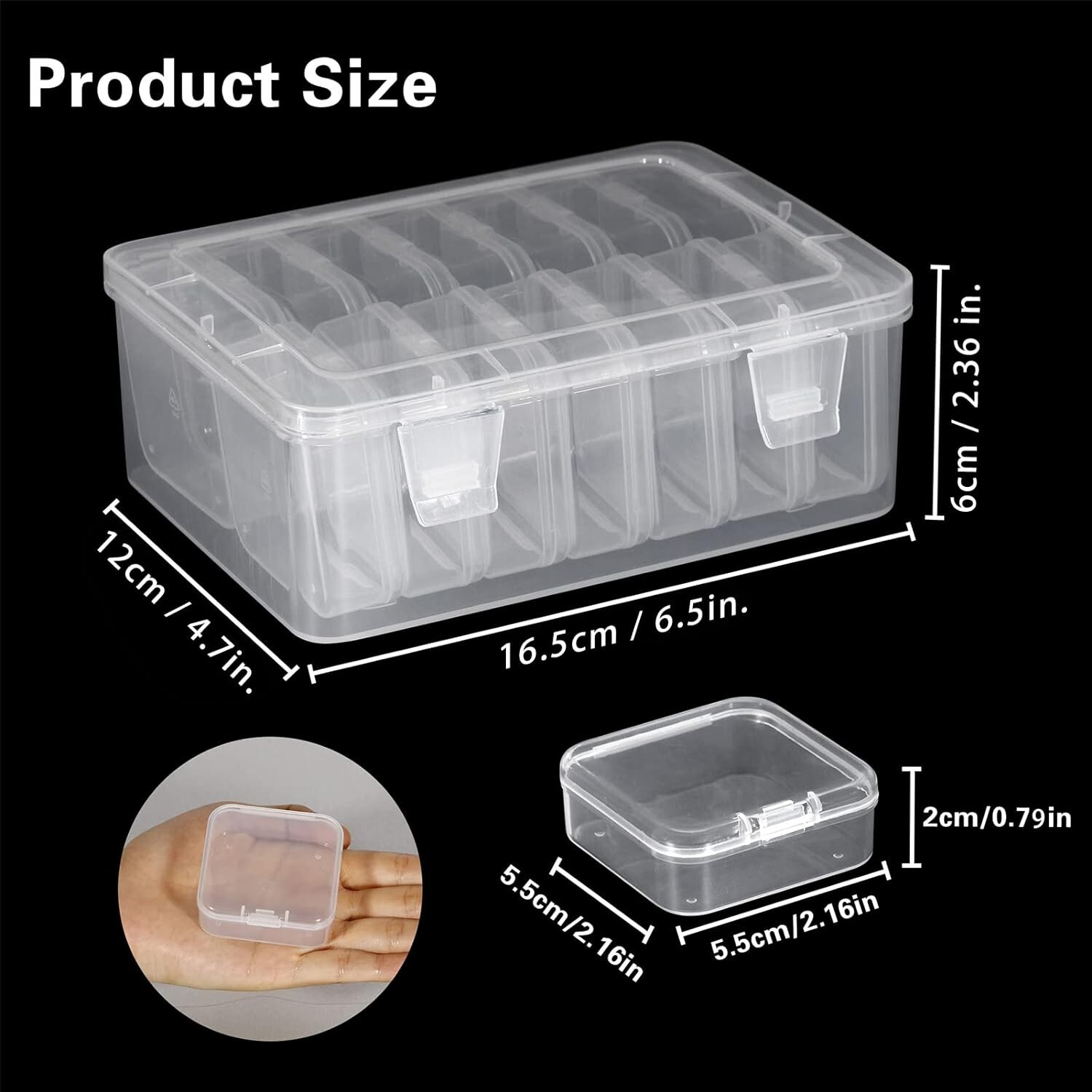 Clear Bead Storage Containers - 15 Pieces Plastic Storage Cases with Hinged Lid