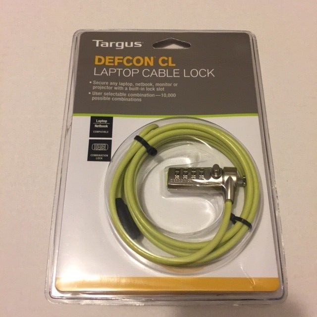 TARGUS Defcon CL Laptop Cable Lock 6.5 ft Combination Lock PA410U-GRN NIP NEW