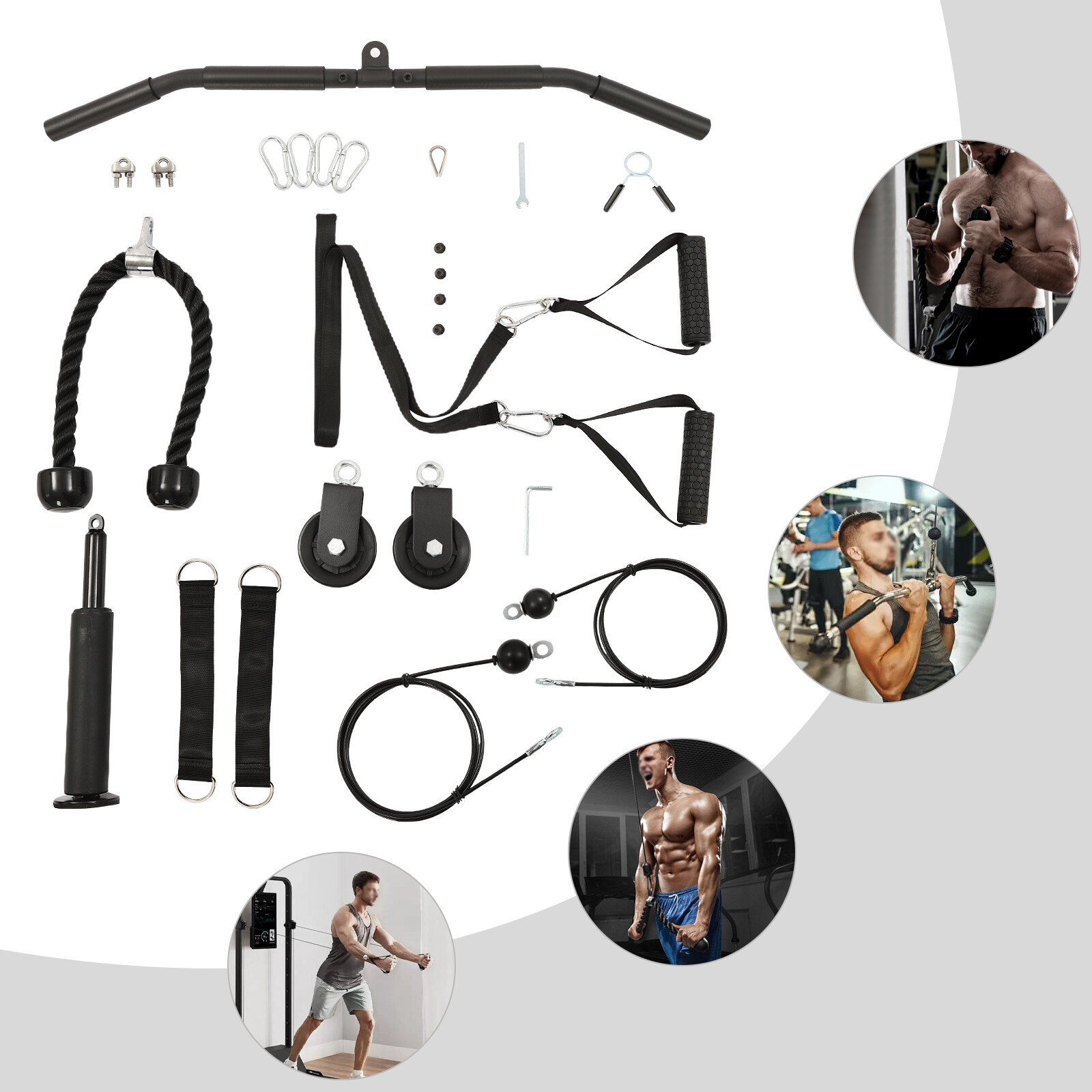 Power Rack Cable Pulley Attachment 120kg Lat Pulldown Home Gym