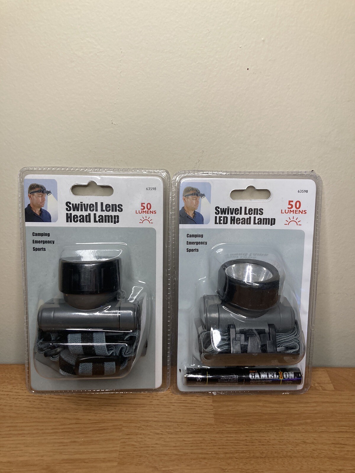 Lot Of 2 Swivel Lens LED Headlamp 50 LUMENS Brand New Sealed Batteries Included