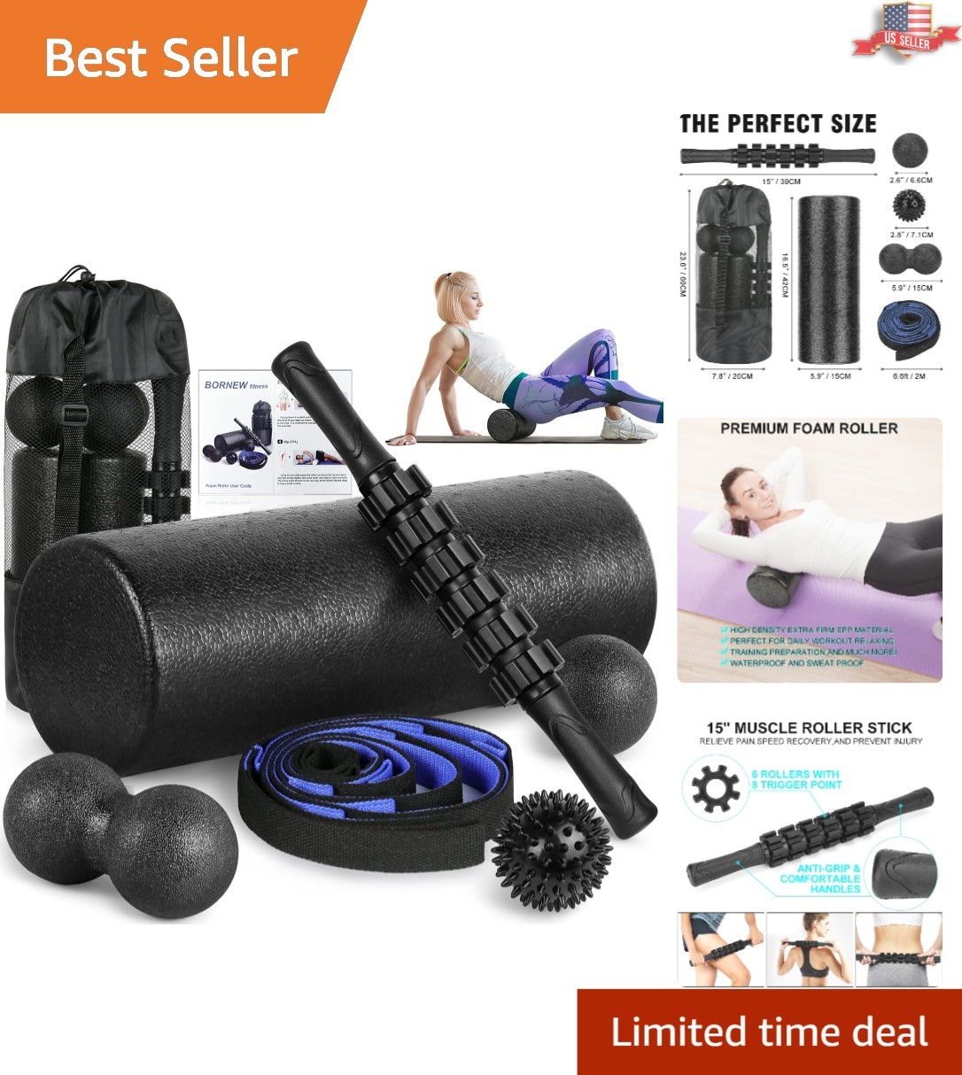 All-in-One Foam Roller & Massage Kit - Back Pain Relief & Performance Boost