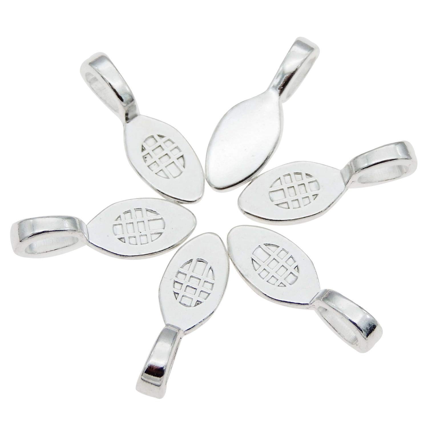 100pcs Silver Glue on Bail Charm Pendant Earring Bails for Glass Tile DIY Pen...