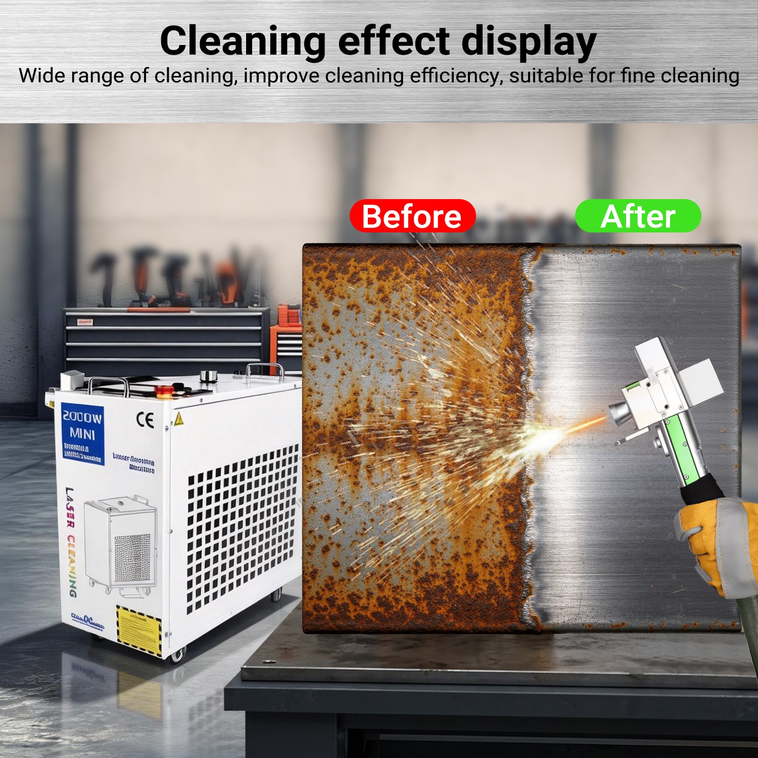 2000W Handheld Laser Cleaning Machine 9 clean modes Rust Paint Oxide Remover US