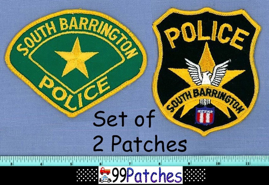 SOUTH BARRINGTON (2 Patches LOT OLD+) ILLINOIS Police Patch STAR CHEESECLOTH 9M