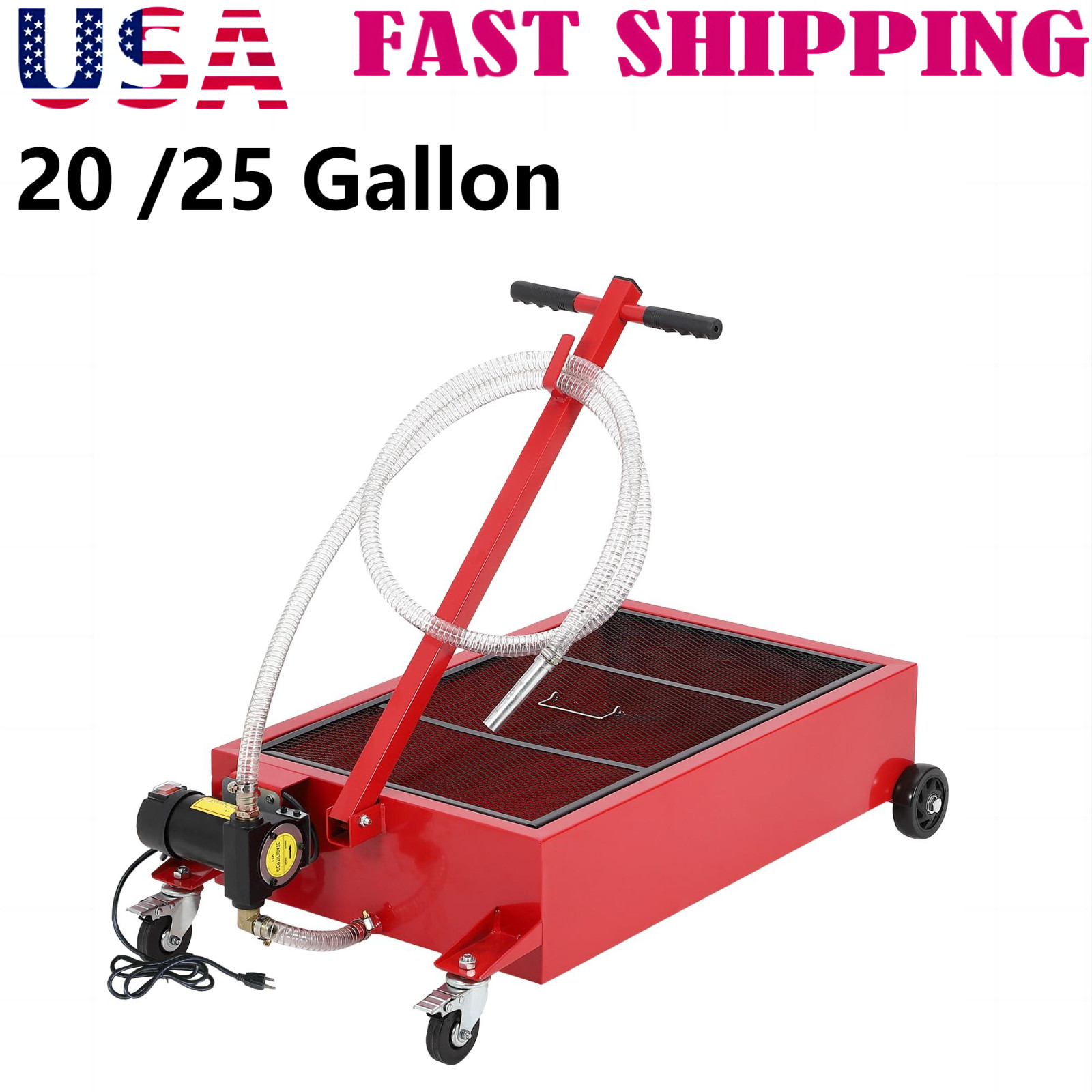 ✨Low Profile Oil Drain Pan 20/25 Gallon Electric Oil Drain Pan with 12V/110V Pum