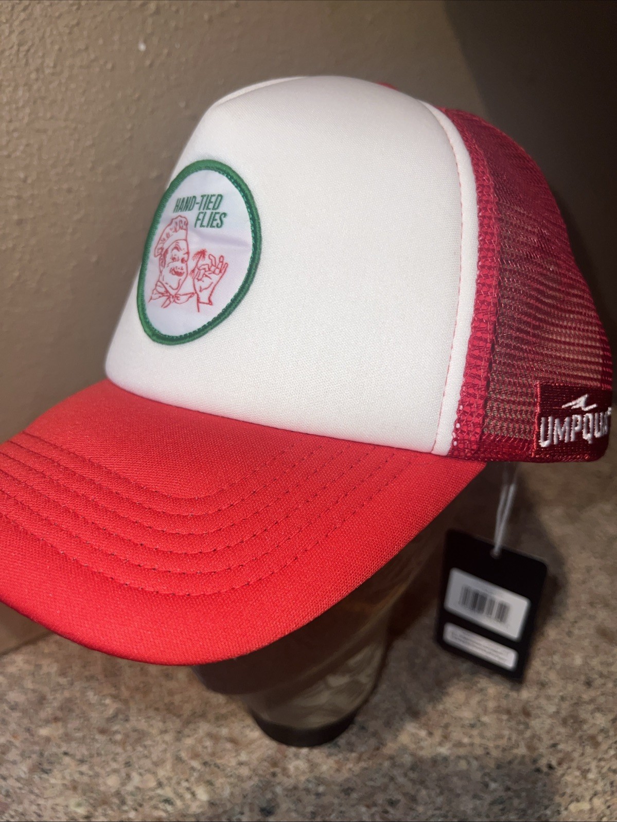Umpqua Fly Fishing Hand Tied Flies  Mesh Trucker Cap - NEW- Pizza Delivery Patch