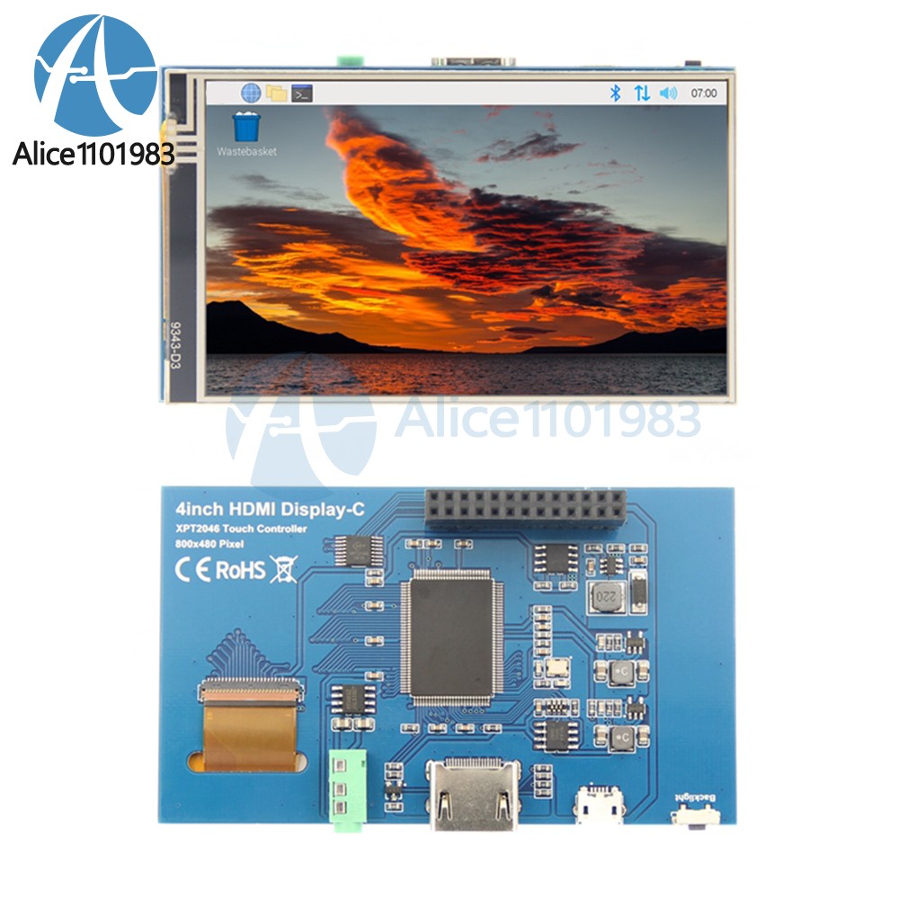 4" LCD Touch Screen Display Module 800*480 TFT IPS for Raspberry Pi 3 4 B/B+