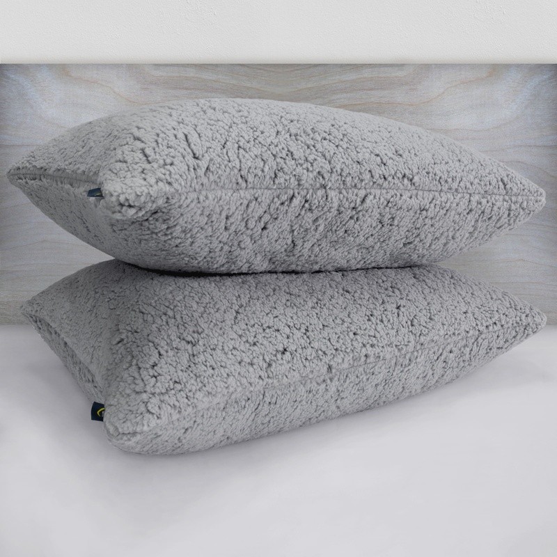 Sherpa Pillow Set of 2 Removable Cover Standard Queen Machine Washable Polyester