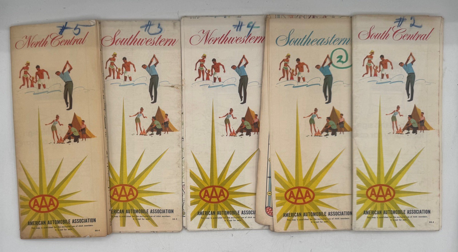 Lot 5 Vintage 1966 AAA Regional Road Maps North South East West Travel Guides US
