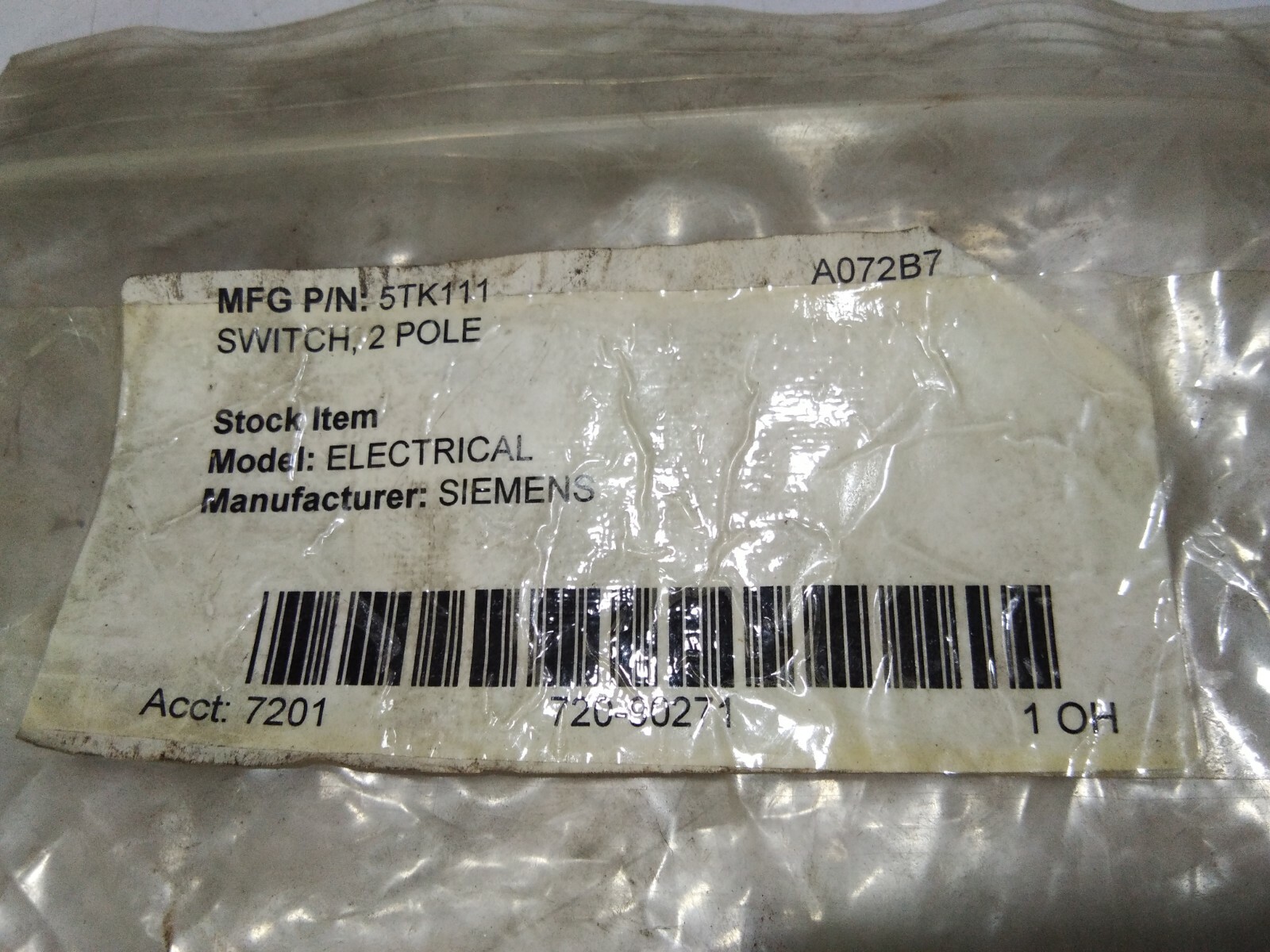 SIEMENS 5TK1 111 - 2 POLE SELECTOR SWITCH