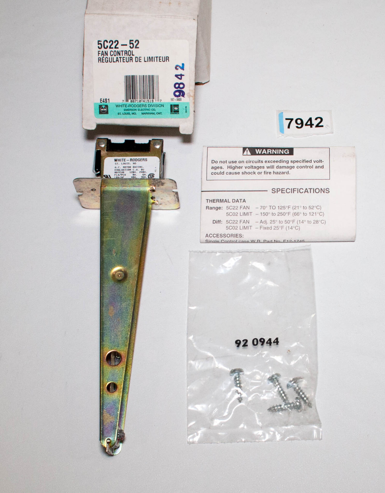 White Rodgers 5C22-52 Fan Control Switch