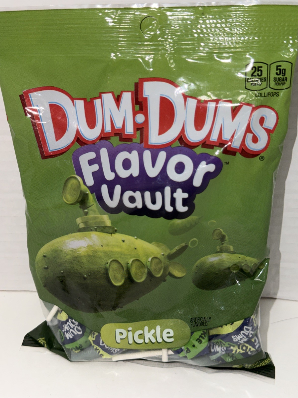 Dum-Dums Flavor Vault - Pickle Flavored Lollipops 3.5oz Bag - LIMITED EDITION