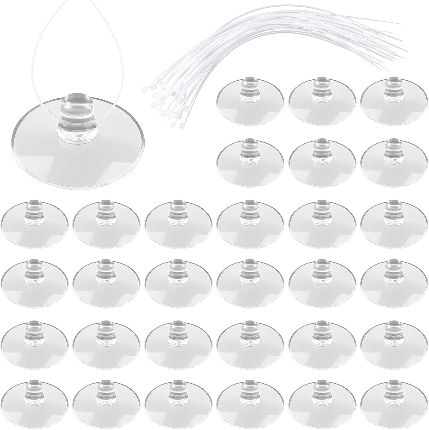 30 Pcs Aquarium Suction Cups with Adjustable Zip Ties, Clear Fish Tank Suction C