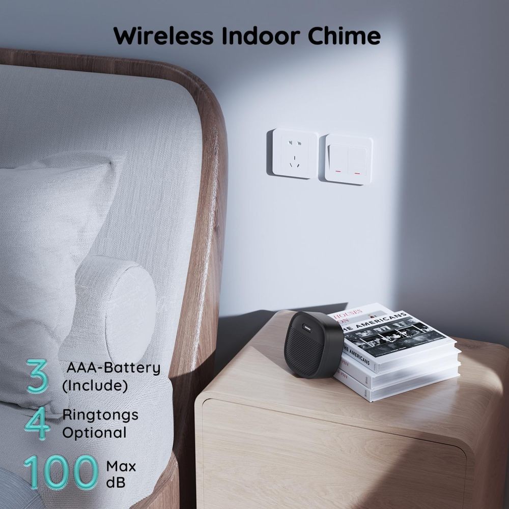 2.4 GHz wifi Video Doorbell Camera Wireless–No Subscription Required, 166° View