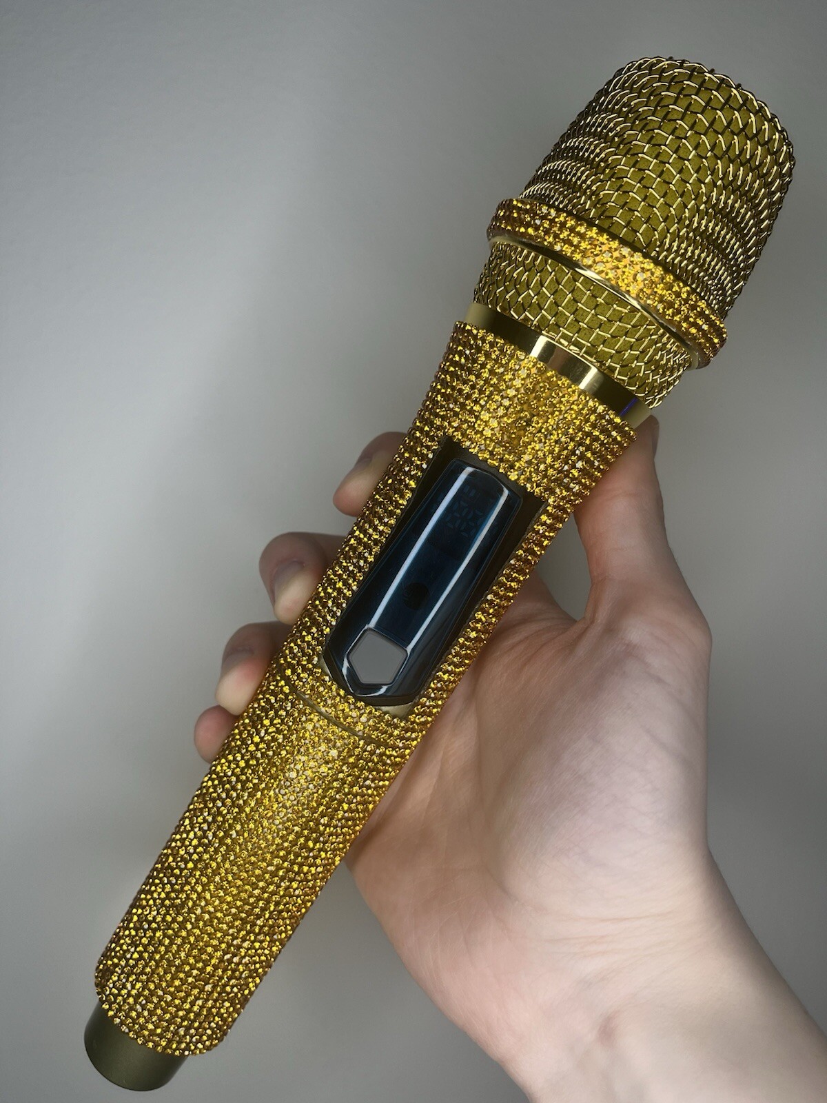 Gold Rhinestone Wireless Karaoke Microphone + Receiver System - Rechargeable