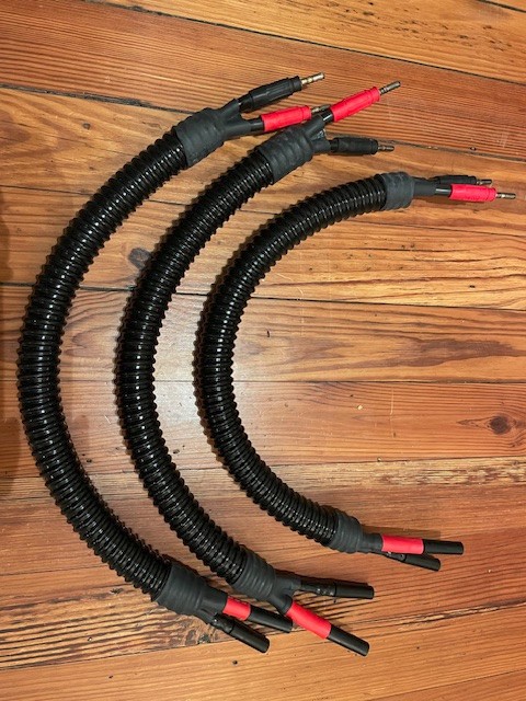 High Voltage 3 Phase Test Cables, Set of Three; Silver Banana Plug Connectors