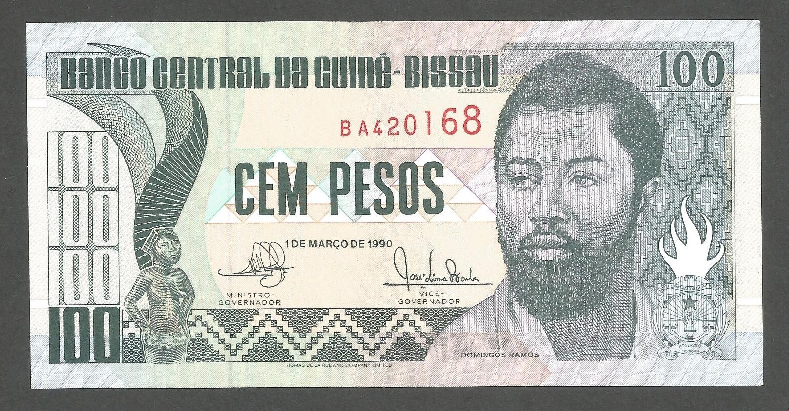 Guinea Bissau 100 Pesos 1.3.1990; UNC; P-11; BNB-B202a; Bank building