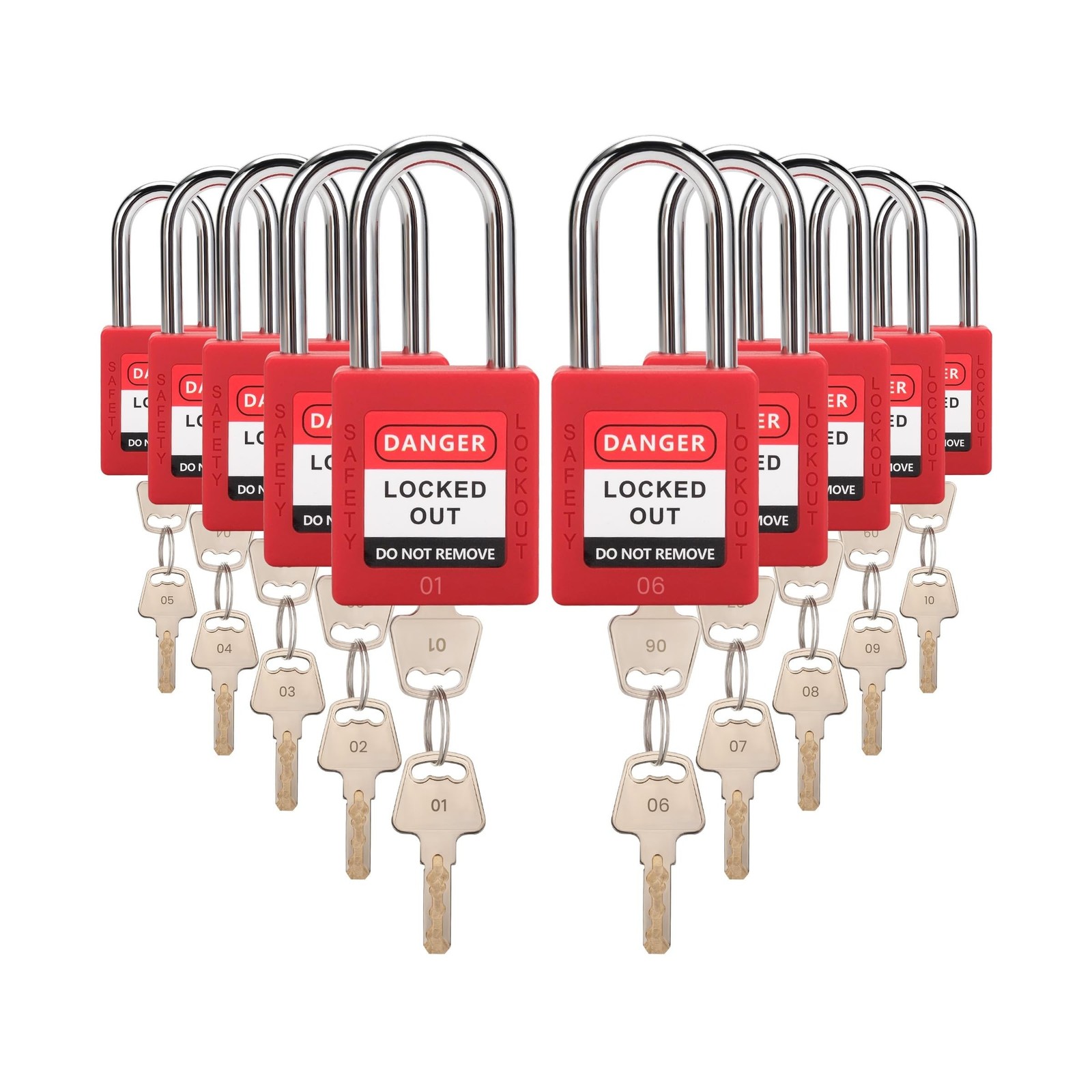 Lockout Tagout Locks Set | 10 Red OSHA-Compliant Safety Padlock... FAST USA SHIP