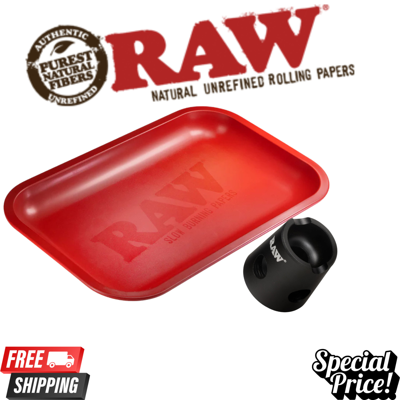 RAW Red Matte Murder’d Rolling Tray RAW Magnetic Aluminum Snuffer