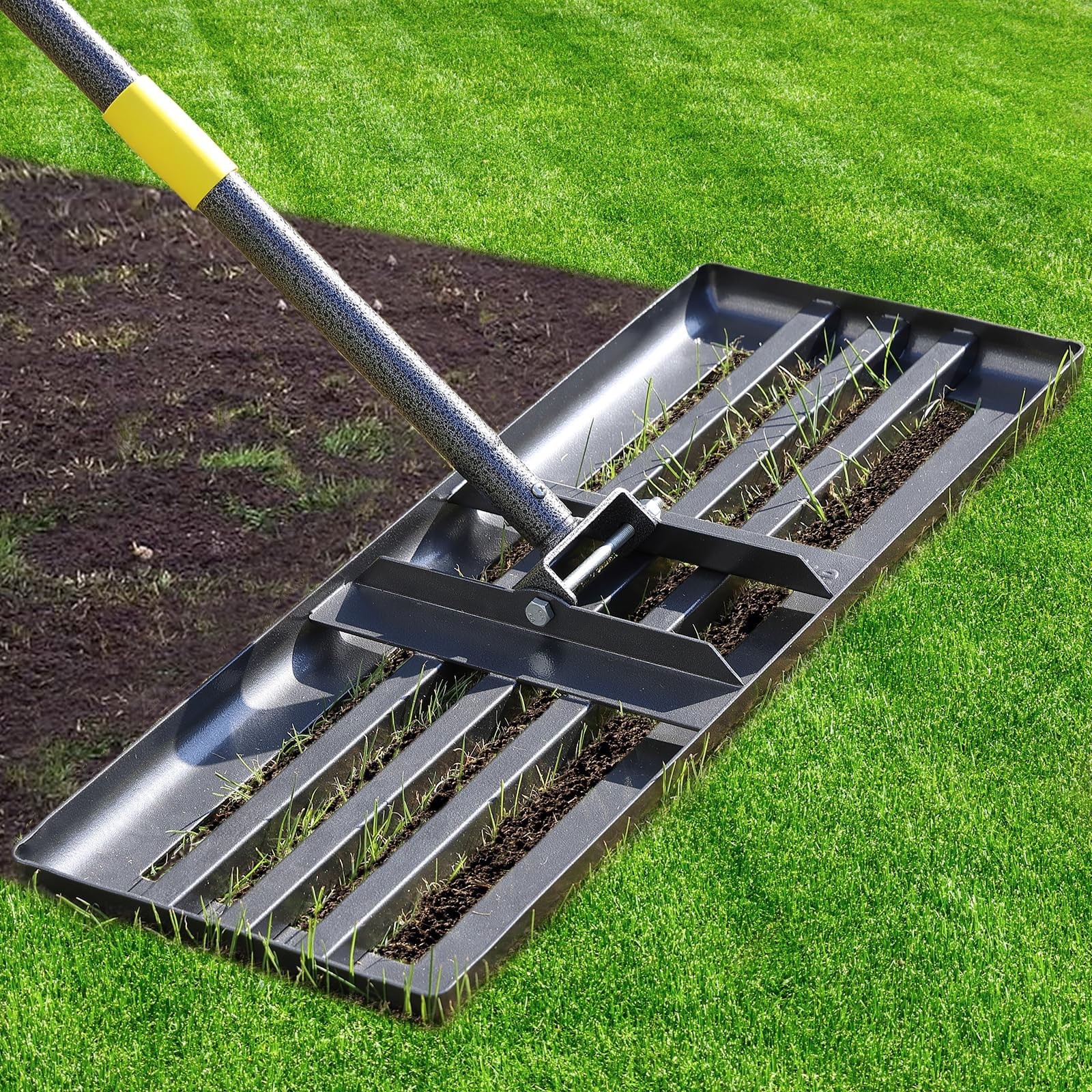 Lawn Leveling Rake - Heavy Duty 30"x10" Stainless Steel Leveler Plate,Reinfor...