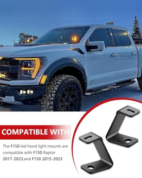 F150 Ditch Light Brackets Hood LED Light Mount Bracket A-Pillar Pod Lights