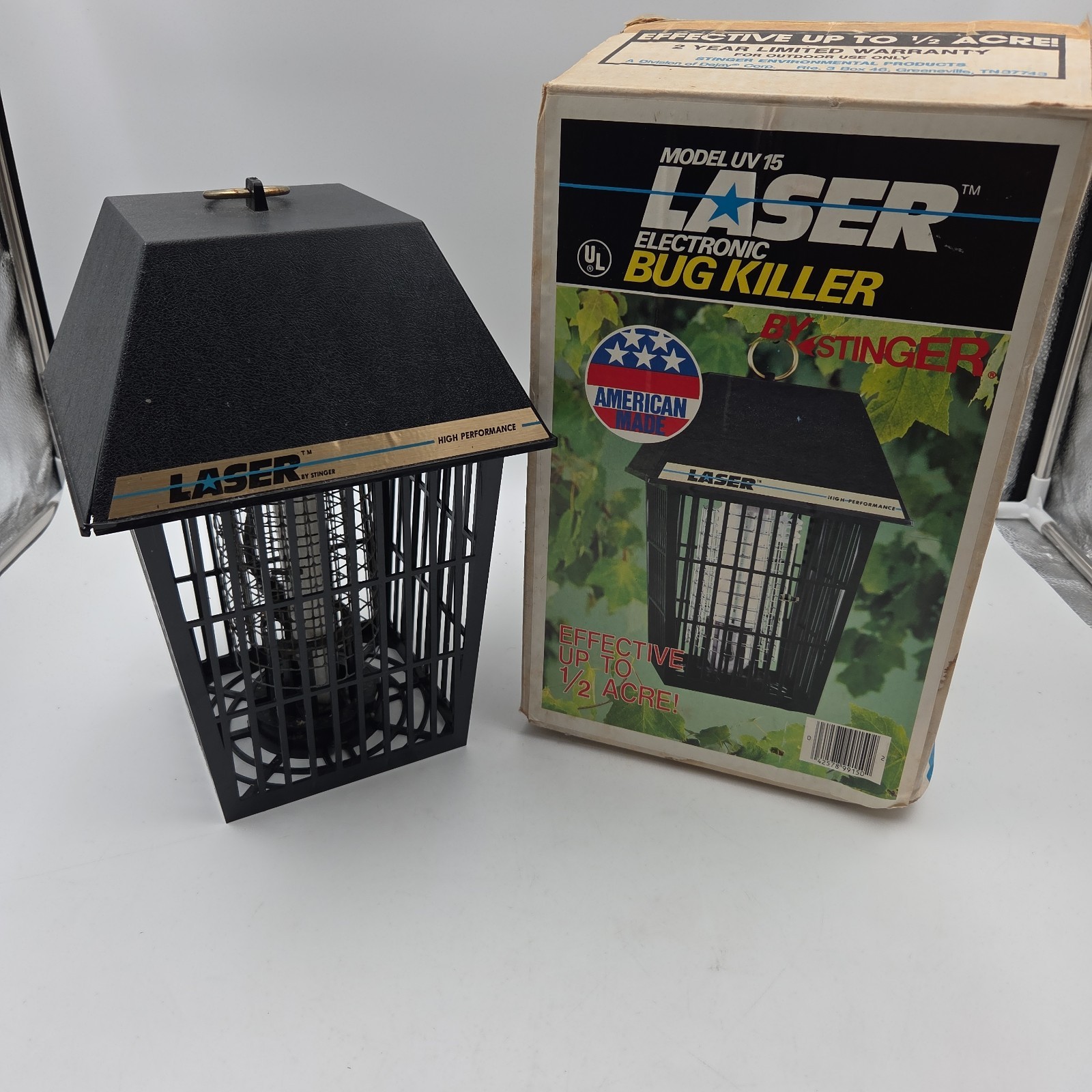 Vtg Stinger Laser UV 15 Electronic Bug insect killer Zapper W/ Box Tested Works
