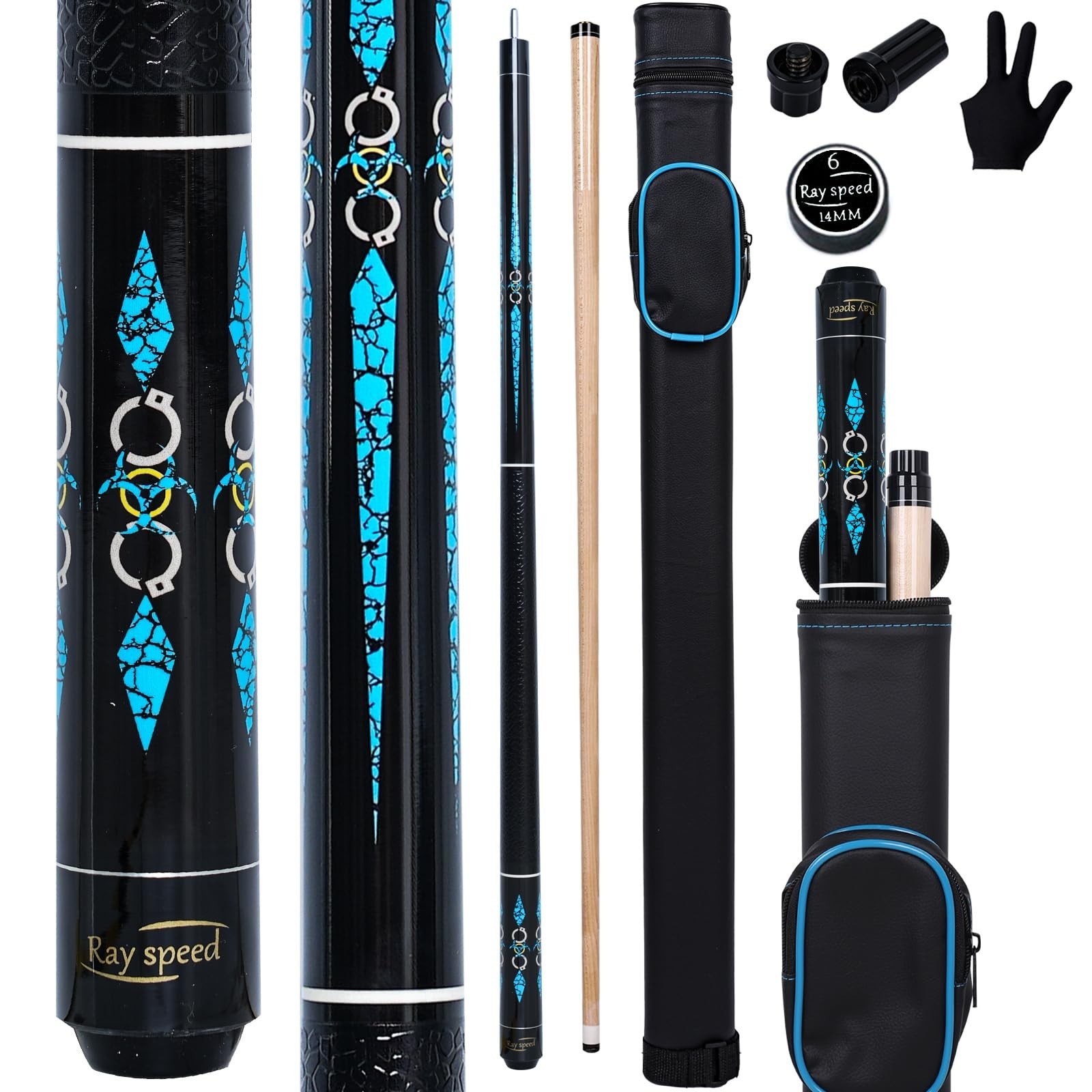 Pool Cue Stick Low Deflection Shaft Billiard Cue Stick with Hard Case 19-20 o...