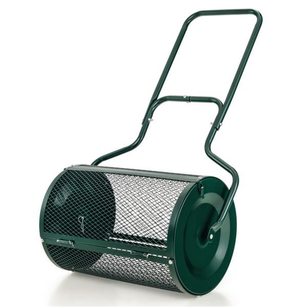 24-Inch Metal Mesh Compost Spreader 2.7 Cu.ft Large Capacity, Heavy-Duty Rust