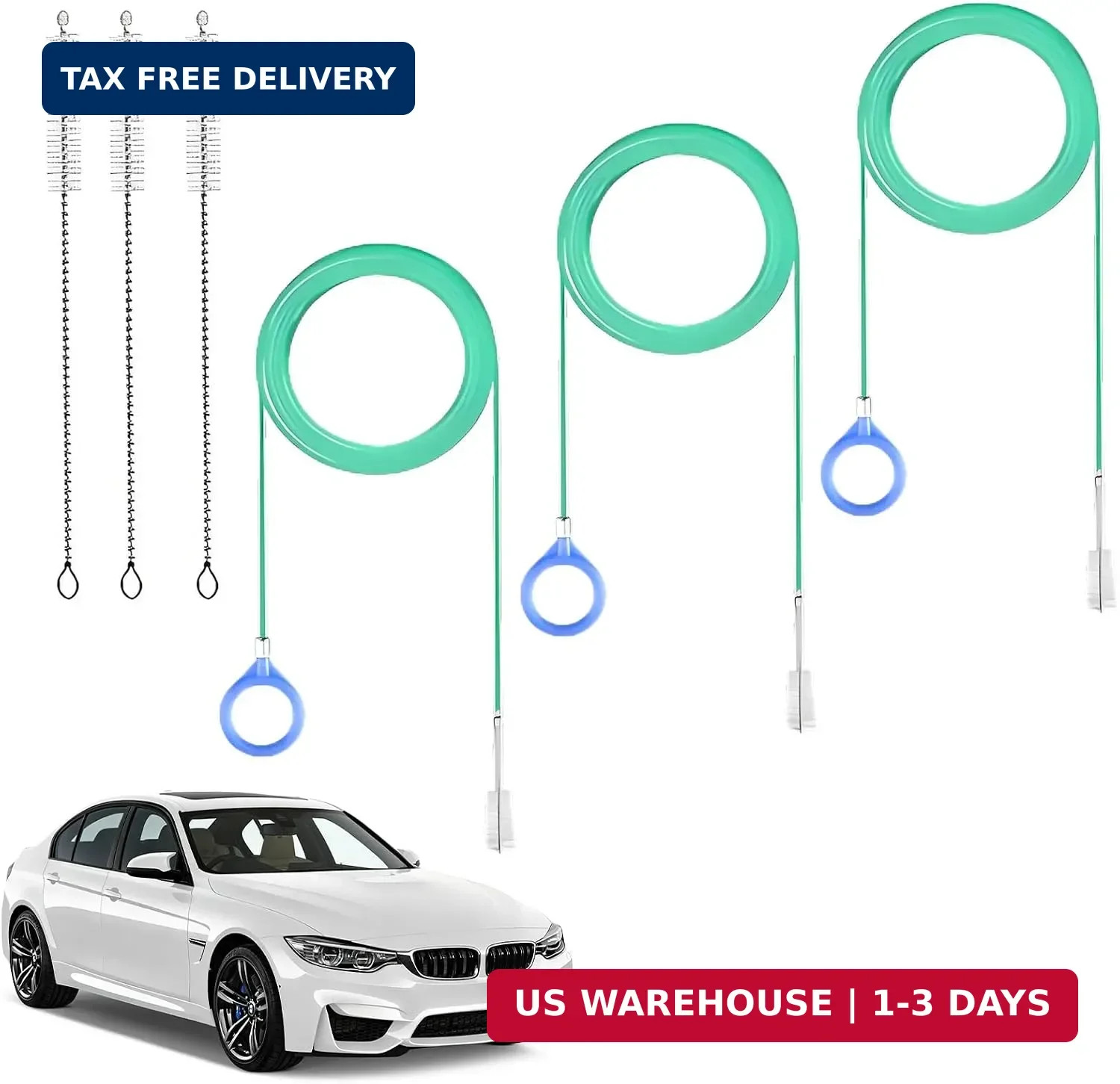 3Pcs 120 Inch Auto Sunroof Cleaning Tool, & 3 Pcs 7.9 Inch Brush | Long Flexible