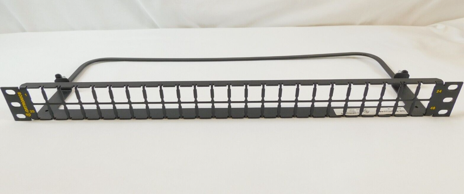 PHDHJU48 High Density HDJ 48 Port Unloaded Flat Patch Panel 1RU Black Ortronics