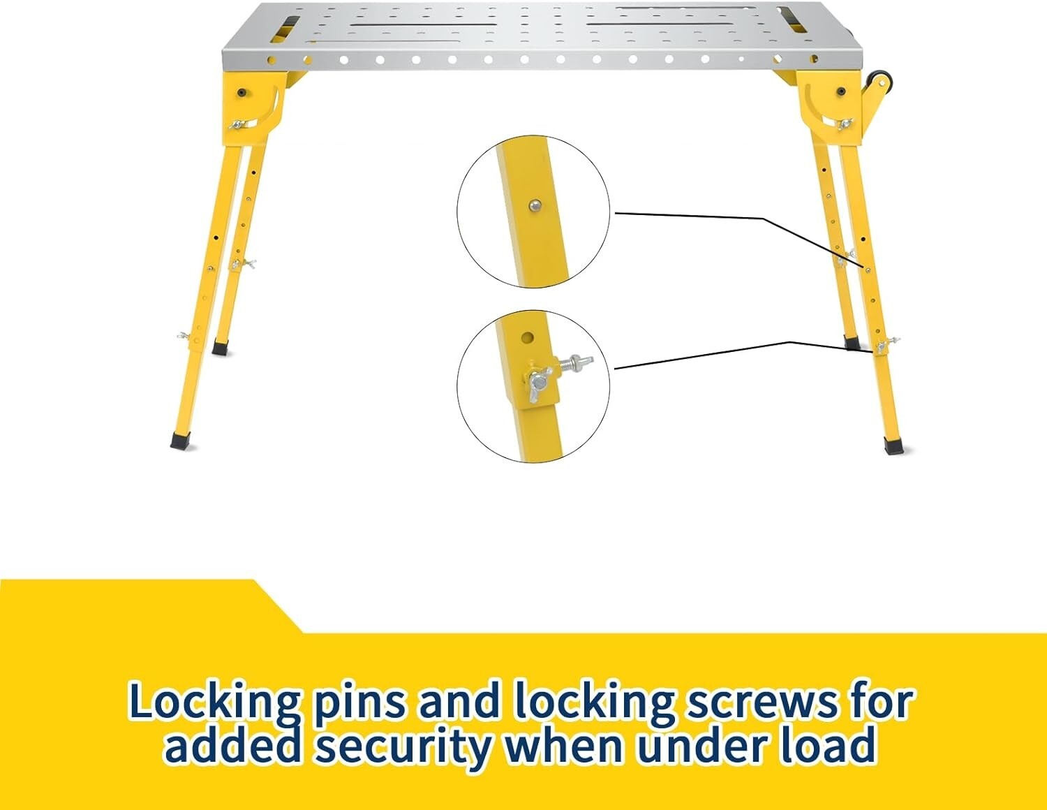 46x18 Inch Welding Table 1000LB Folding Workbench with Wheels Adjustable Height