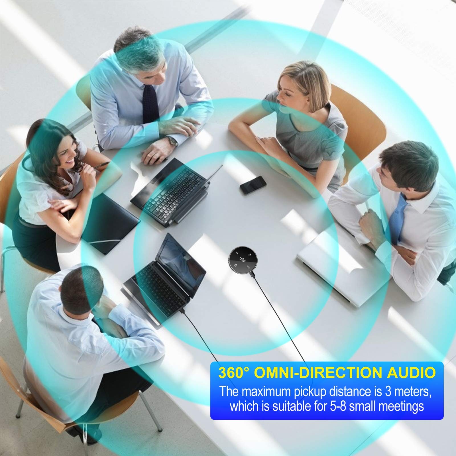 Upgrated USB Conference Microphone with Speaker,Laptop Omnidirectional Comput...