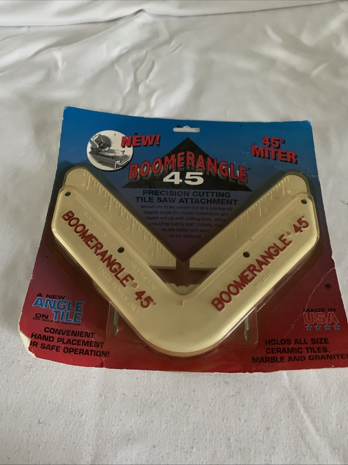 Boomerrangle 45 Precision Cutting Tile Saw Attachment New 45 Miter  Holds All