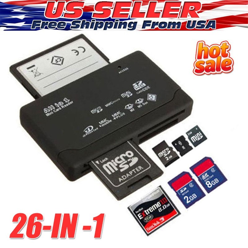 Memory Card Reader Mini 26-IN-1 USB 2.0 High Speed For CF xD SD MS SDHC