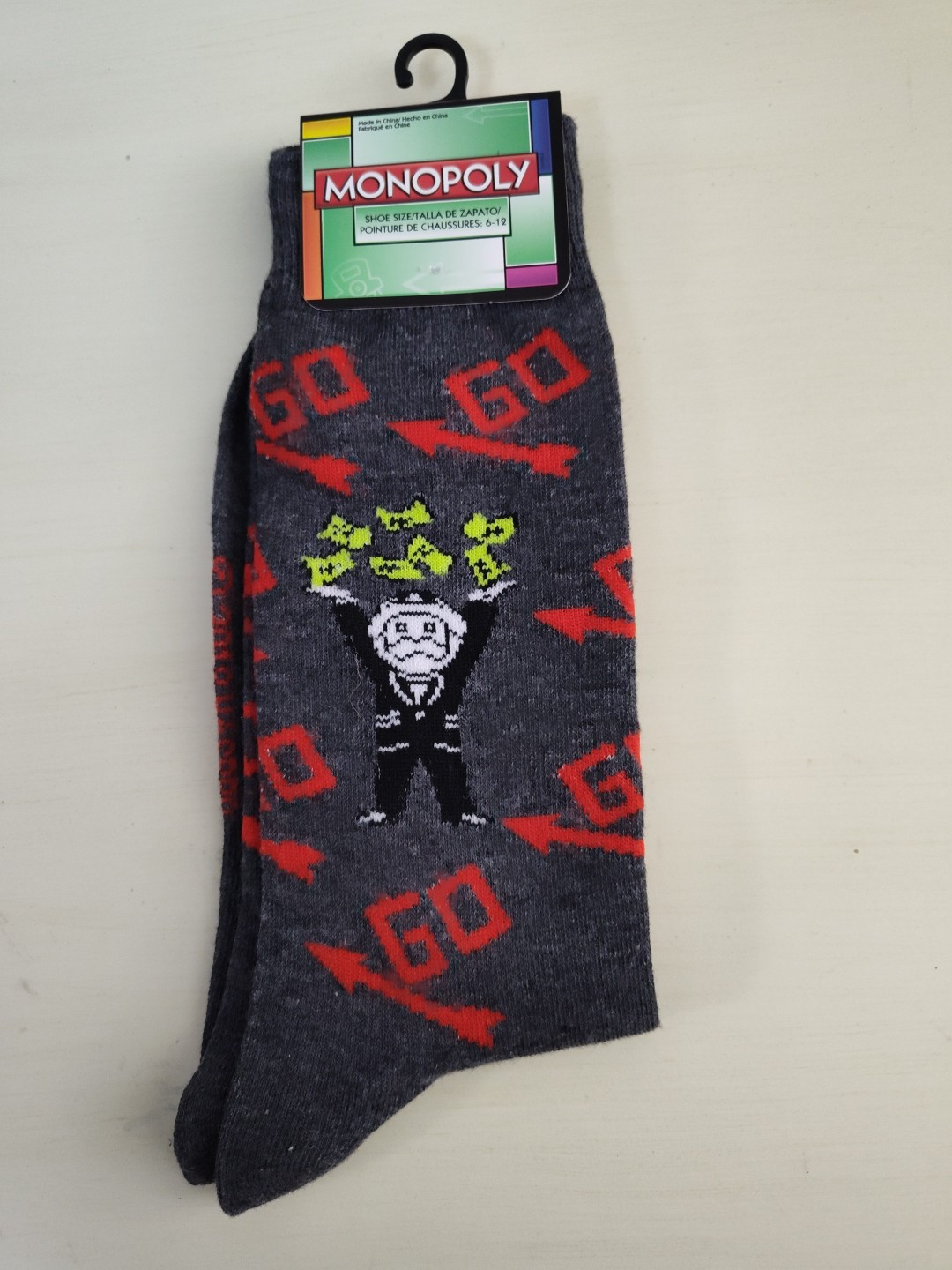 1 Pair Monopoly  Crew Socks Uncle Moneybags GO Unisex One Size Planet Sox