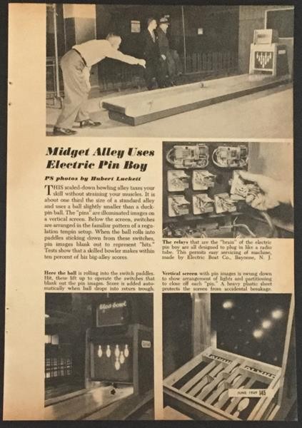 1949 Elco Bowl coin-op arcade bowling game machine Ball Bowler pictorial