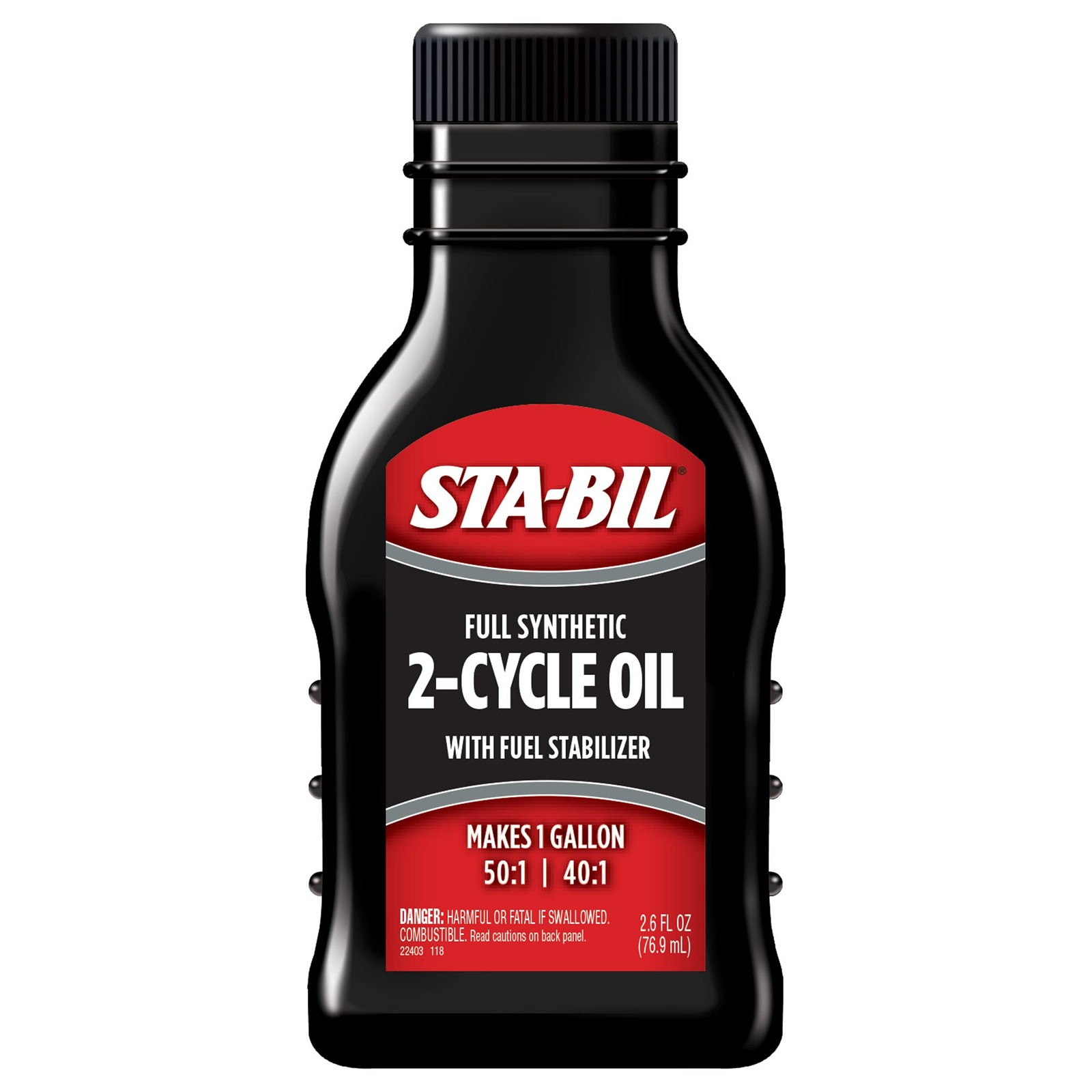 STA-BIL Full Synthetic 2-Cycle Oil - With Fuel Single of 2.6 fl. oz, Black