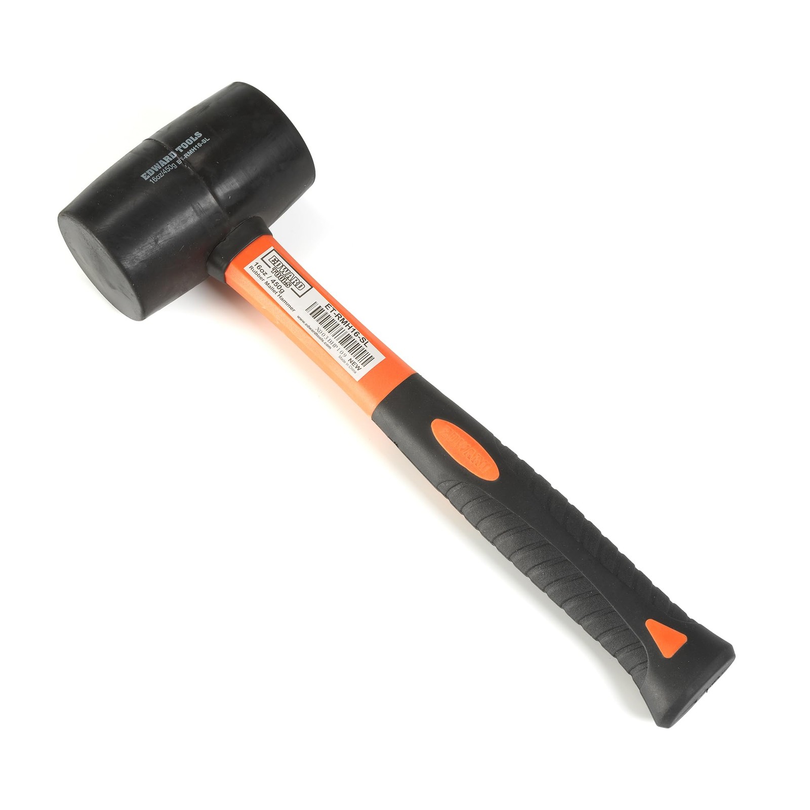 Edward Tools Rubber Mallet Hammer 16 oz - Durable Eco-friendly Black