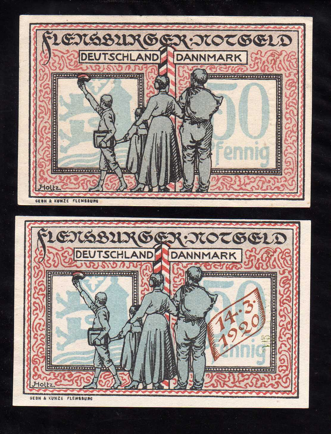 FLENSBURG - GERMANY NOTGELD  -  2 x 50 PFENNIG