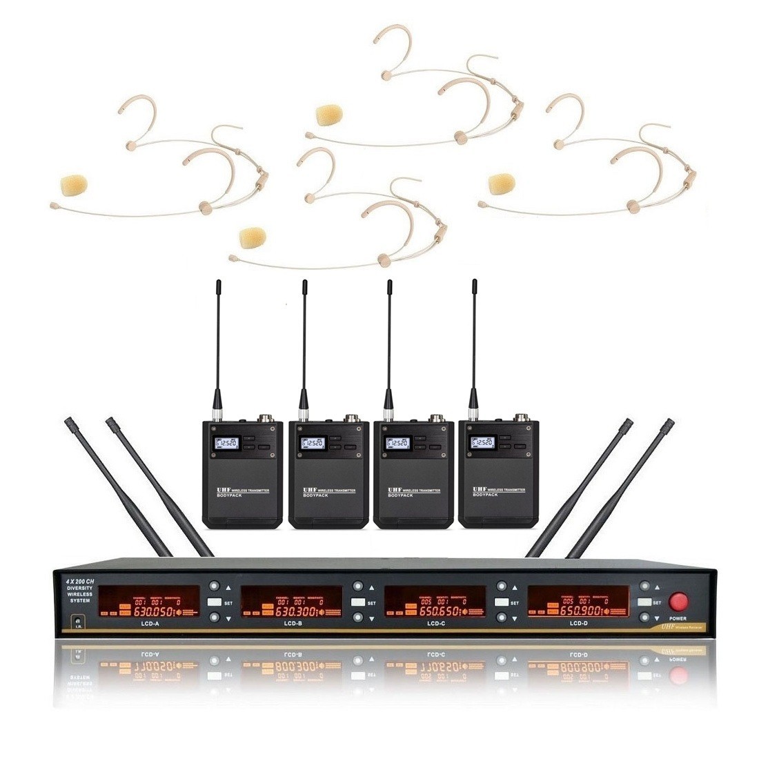 UHF 4 Channel Cordless Mic for Sennheiser Wireless  Headset Microphone System