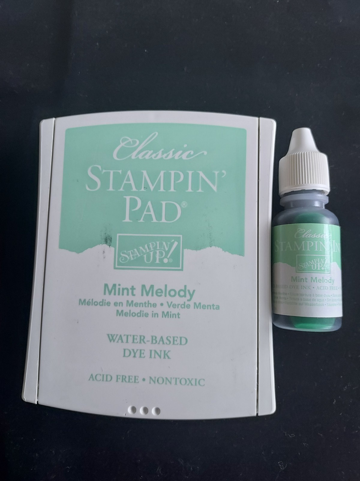 Stampin'Up! Classic Waterbase MINT MELODY Ink Pad & Re-Inker- Retired/Used*
